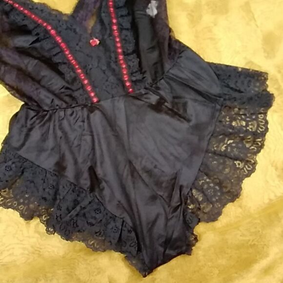 TOSCA LINGERIE INTIMATE LACE VINTAGE ROMPER BLACK SIZE M - Picture 4 of 12